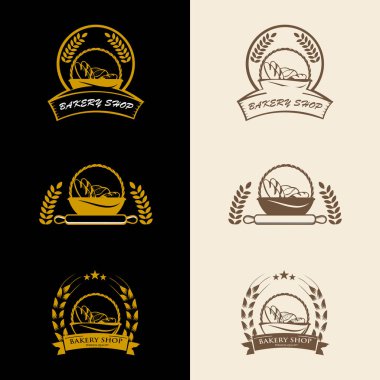 Ekmek logosu kur. Ekmek sepeti logosu. Fırın rozeti veya etiket vektör illüstrasyonu.