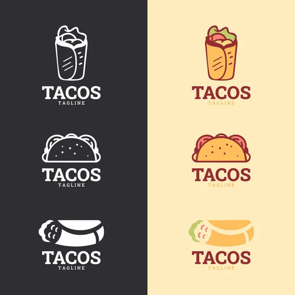 Tacos Logó Design Vektor Illusztráció Jót Tesz Étlapnak Kávézó Jelvénynek — Stock Vector