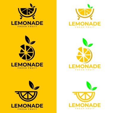 meyve limonu taze logo tasarımı vektör simgesi çizimi. Taze içecek logosu