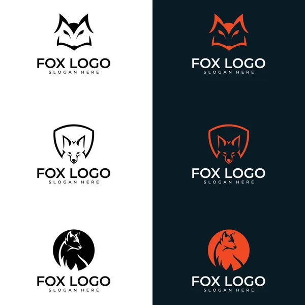 Conjunto Modelo Design Logotipo Linha Raposa Logotipo Minimalista Fox — Vetor de Stock