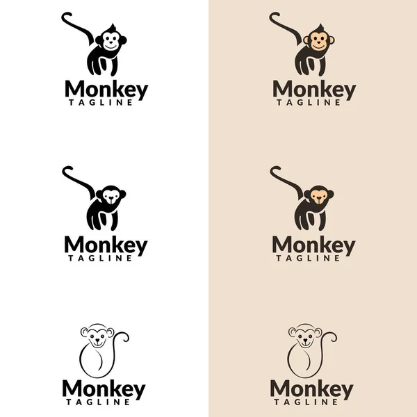 Vector Logo Set Met Monkey Geschikt Voor Bedrijfslogo Bedrukking Digitaal — Stockvector