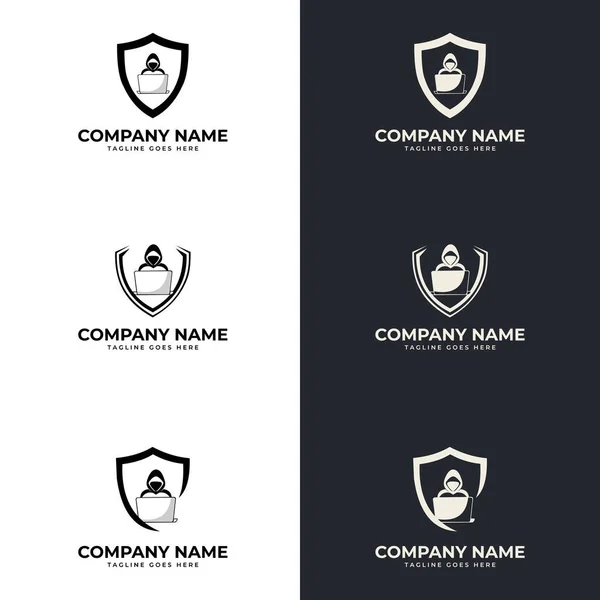Detective Logo Design Modelo Logotipo Hacker Homem Hacker Com Casaco — Vetor de Stock