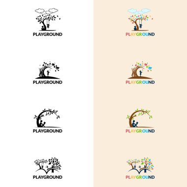 Oyun parkı Vektör Logosu Çizimi. Oyun grubu, anaokulu, anaokulu logosu şablonu