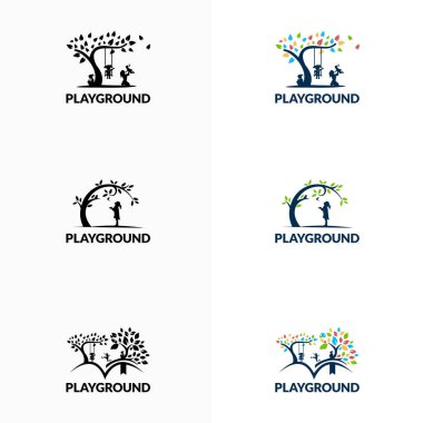Oyun parkı Vektör Logosu Çizimi. Oyun grubu, anaokulu, anaokulu logosu şablonu
