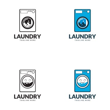 Çamaşır Logosu. Yaratıcı silüet biçiminde çamaşır işi için şablon tasarım taşıyıcısı. Vektör resimlemesini izole et.