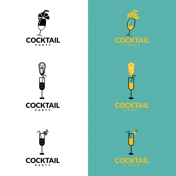 Logotipo Coquetéis Alcoólicos Cocktail Verão Festa Design Menu Fundo — Vetor de Stock