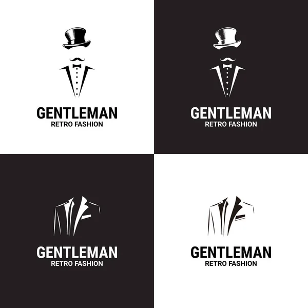 Gentleman Logo Gentleman Label Klassische Illustration Mit Ausschließlich Männlichen Ikonen — Stockvektor