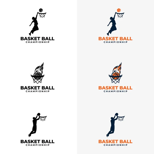 Logo Silhouette Joueur Basket Ball Logo Basket Ball — Image vectorielle