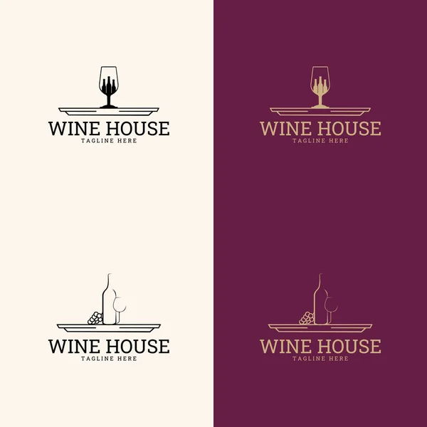 Şarap Logosu Tasarım Şablonu Restoran Menüsü Için Vektör Simgesi — Stok Vektör