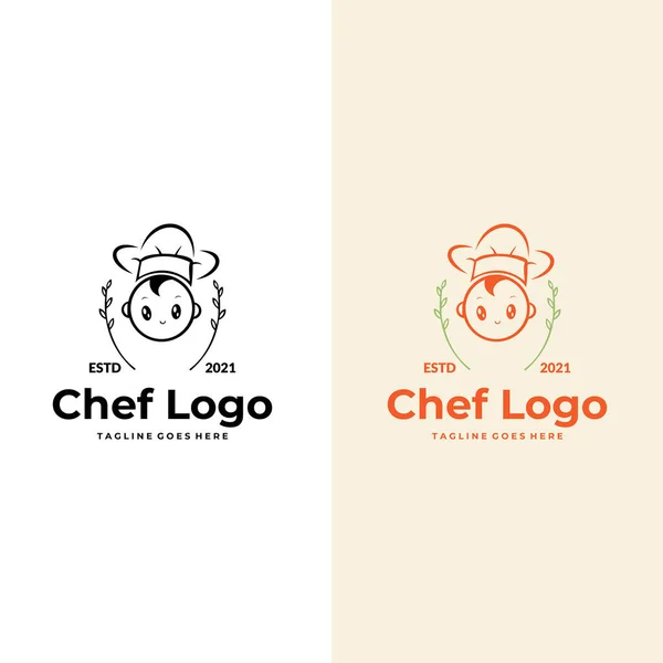 Modelo Logotipo Restaurante Símbolo Chapéu Cozinheiro Chef Adequado Para Logotipo — Vetor de Stock