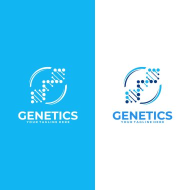 DNA vektör logo koleksiyonu. DNA bakım logosu tıbbi hizmet için basit modern tasarım tasarladı