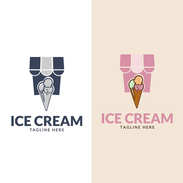 Ice Cream Logos Vector Italian Ice Cream Labels Retro Logos — Vettoriale Stock