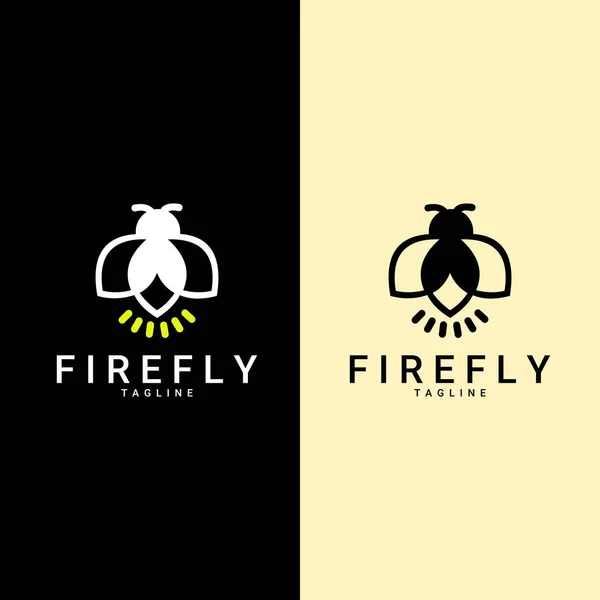Firefly Med Elektrisk Glödlampa Logo Ikon Design Mall — Stock vektor