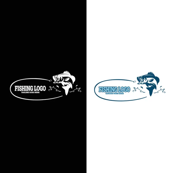 Λογότυπο Αλιείας Ασπρόμαυρη Απεικόνιση Ενός Κυνηγιού Ψαριών Για Δόλωμα Τράτα Διάνυσμα Αρχείου