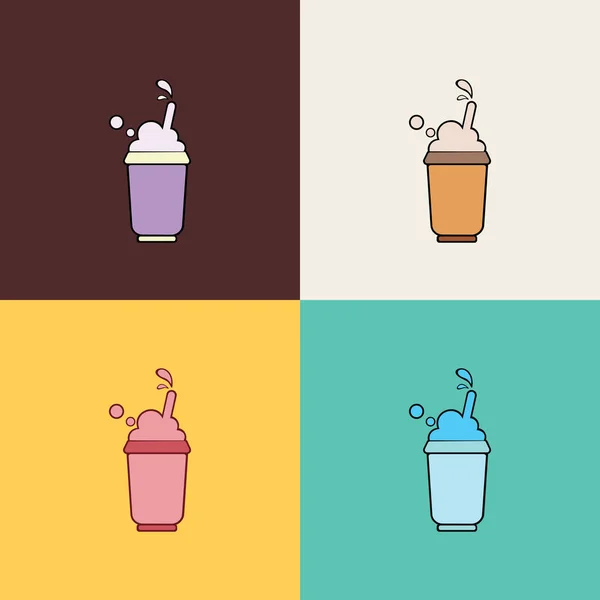 Logo Milkshake Design Boissons Glacées Sucrées Logo Design Icône Vectorielle — Image vectorielle