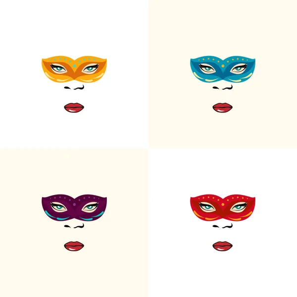 Carnival Mask Masked Fashion Party Carnival Vector Illustrations — Vetor de Stock