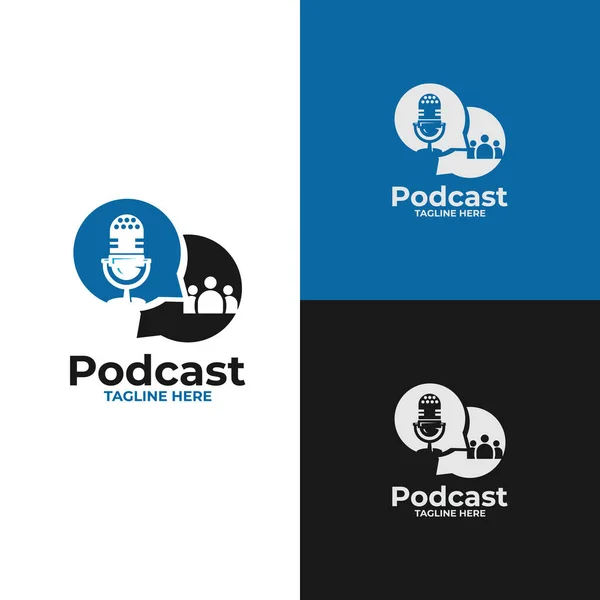 Λογότυπο Podcast Εικονίδιο Μικροφώνου Λευκό Φόντο Εικονίδιο Διανυσματικό Πρότυπο Επίπεδη Εικονογράφηση Αρχείου