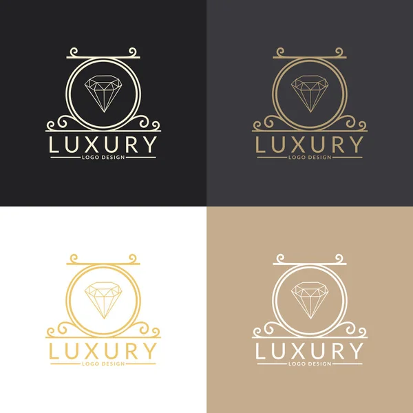 Plantilla Vector Logotipo Diamante Símbolo Para Cosméticos Envases Joyas Productos — Vector de stock