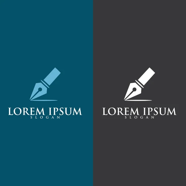 Quill Pen Writing Papers Open Book Logo Education Logo Icon —  Vetores de Stock