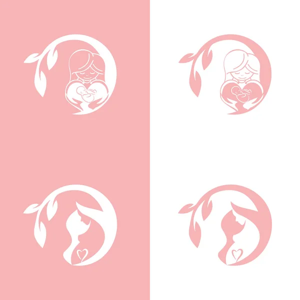 Logo Femme Enceinte Icône Soins Maternels Illustration Vectorielle Sur Fond — Image vectorielle