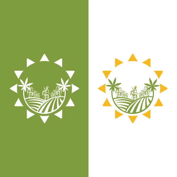 Platte Boerderij Logo Template Collectie Logo Symbool Van Het Landbouwproduct — Stockvector