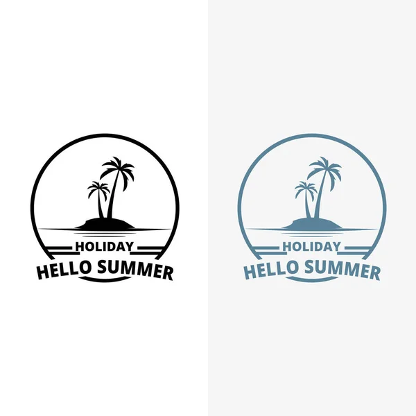 Hello Summer Logo Summer Beach Logo Vector Illustration —  Vetores de Stock