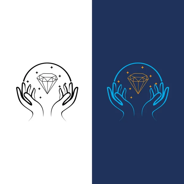 Diamant Logotyp Vektor Mall Symbol För Kosmetika Och Förpackning Smycken — Stock vektor