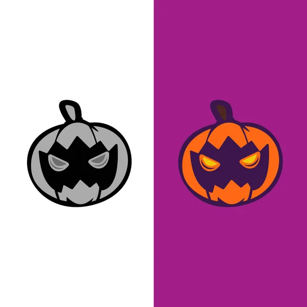 Orange Pumpkin Scary Smile Vector Illustration Design Postcards Banner — Vetor de Stock