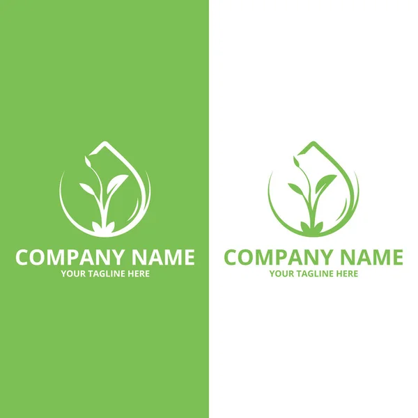 Eco Water Drop Leaf Logo Design Vector Template Eco Green — Vetor de Stock