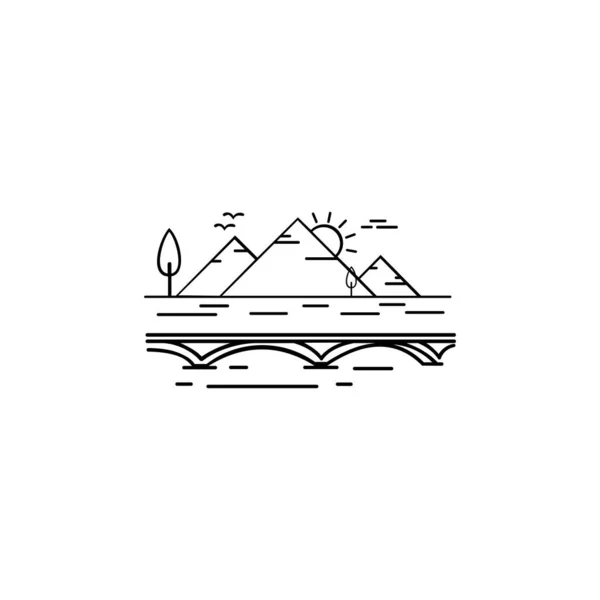 Travel Logo Mountain Peak Hill Logo Design Inspiration Line Art — Wektor stockowy
