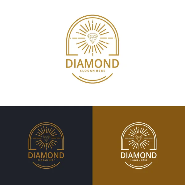 Diamond Jewellery Logo Design Vector Symbol Cosmetics Packaging Jewellery Hand — Stock vektor