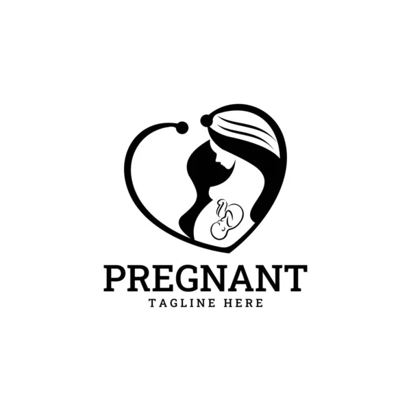 Pregnant Woman Logo Vector Design Family Baby Care Logos Symbol —  Vetores de Stock