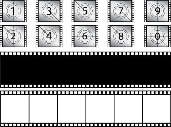 Filmstroken en countdown — Stockvector