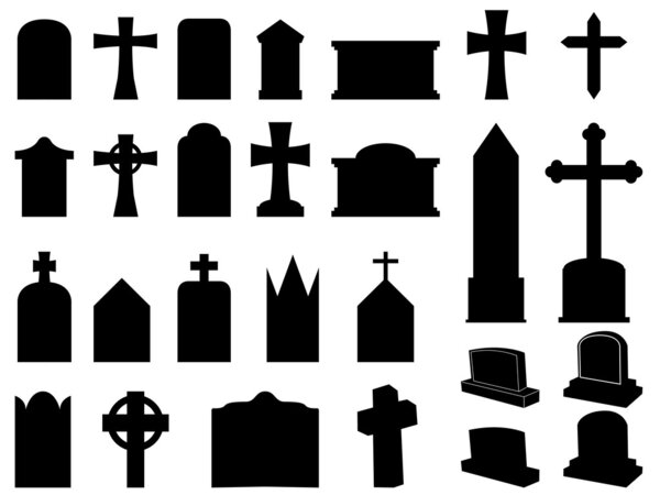 Gravestones and crosses