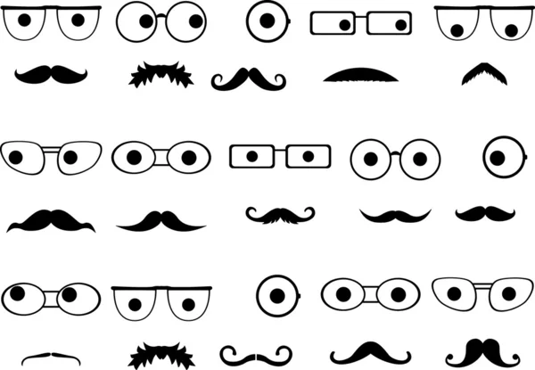 Rostos invisíveis com óculos e bigodes —  Vetores de Stock