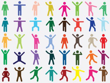 Human pictogram in different colors clipart