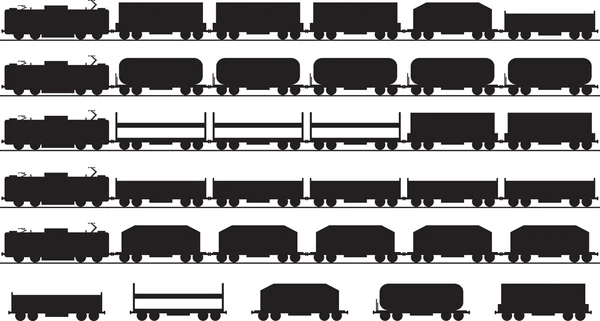 Silhouette des trains — Image vectorielle