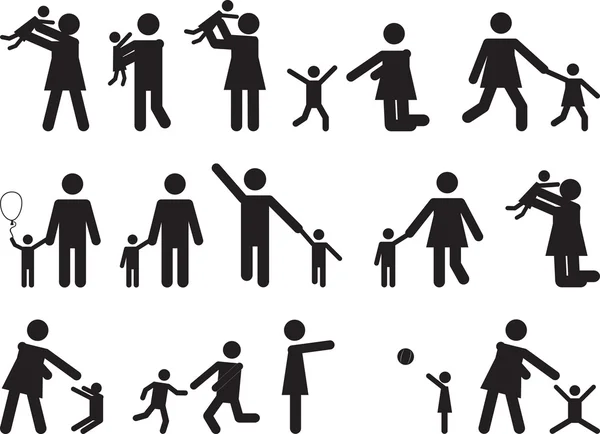 Piktogram människor med barn — Stock vektor