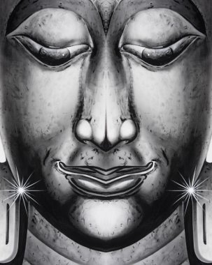 Görünümü kadar gümüş buddha.close