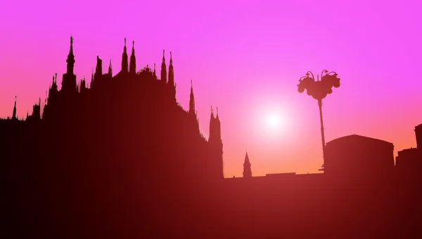 Silhueta Duomo ao pôr-do-sol — Fotografia de Stock