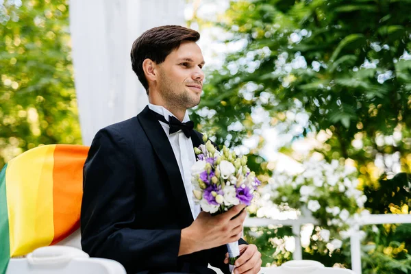 Casal Homossexual Celebrando Seu Próprio Casamento Casal Lbgt Cerimônia Casamento — Fotografia de Stock