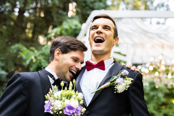 Homosexual Couple Celebrating Own Wedding Lbgt Couple Wedding Ceremony Concepts — Stock Photo, Image