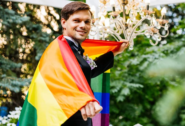 Homoseksualiści Świętujący Własny Ślub Para Lbgt Ceremonii Ślubnej Koncepcje Integracji — Zdjęcie stockowe