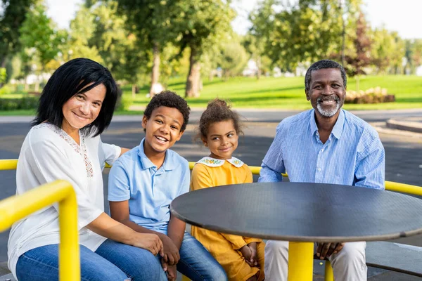 Beautiful Happy African American Family Bonding Park Black Family Having — Stock Photo, Image
