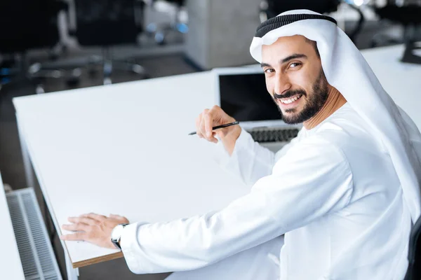 Handsome Man Dish Dasha Working His Business Office Dubai Portraits — Stock Photo, Image