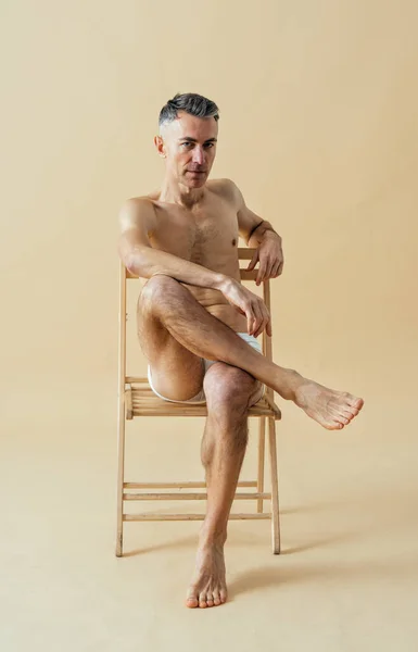 Man Posing Male Edition Body Positive Beauty Set Shirtless Guy — Foto Stock