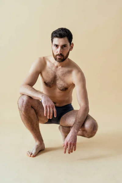 Man Posing Male Edition Body Positive Beauty Set Shirtless Guy — ストック写真