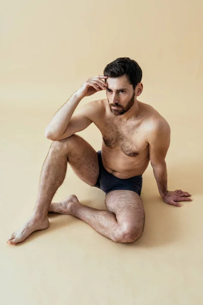Man Posing Male Edition Body Positive Beauty Set Shirtless Guy — стоковое фото