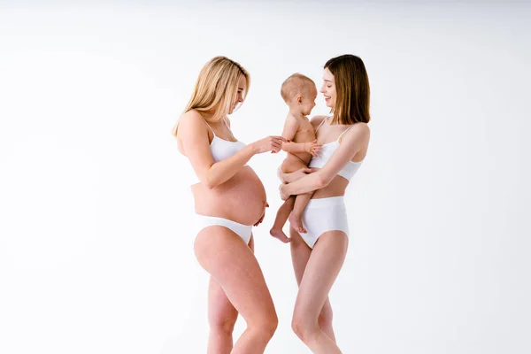 Mulher Grávida Feliz Com Barriga Grande Bela Mãe Com Bebê — Fotografia de Stock