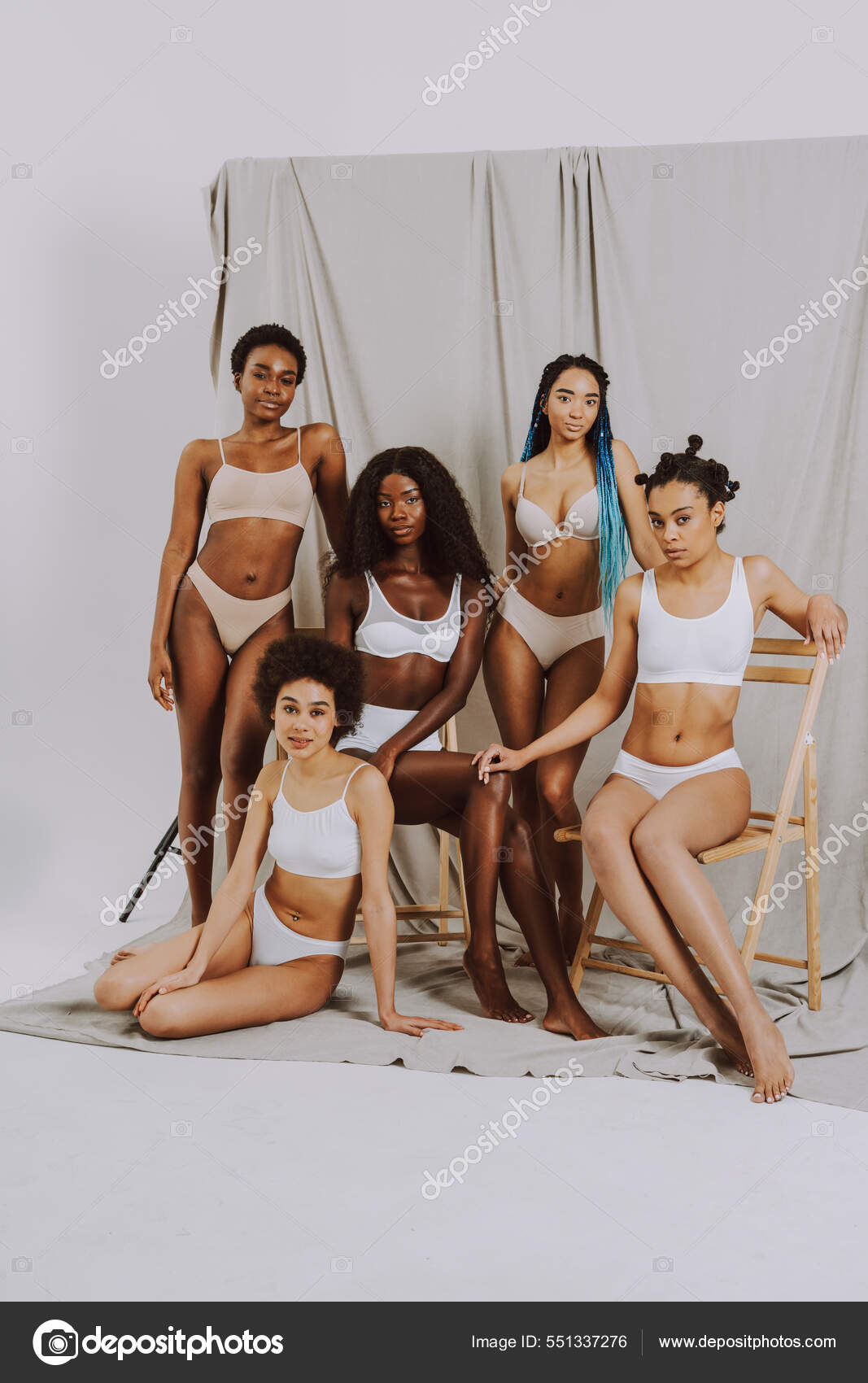 Beauty Portrait Beautiful Black Women Wearing Lingerie Underwear Pretty  African Stock Photo by ©oneinchpunch 551337276